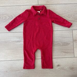 Little Sleepies Play Holiday Red Polo Romper, Size 3-6m
